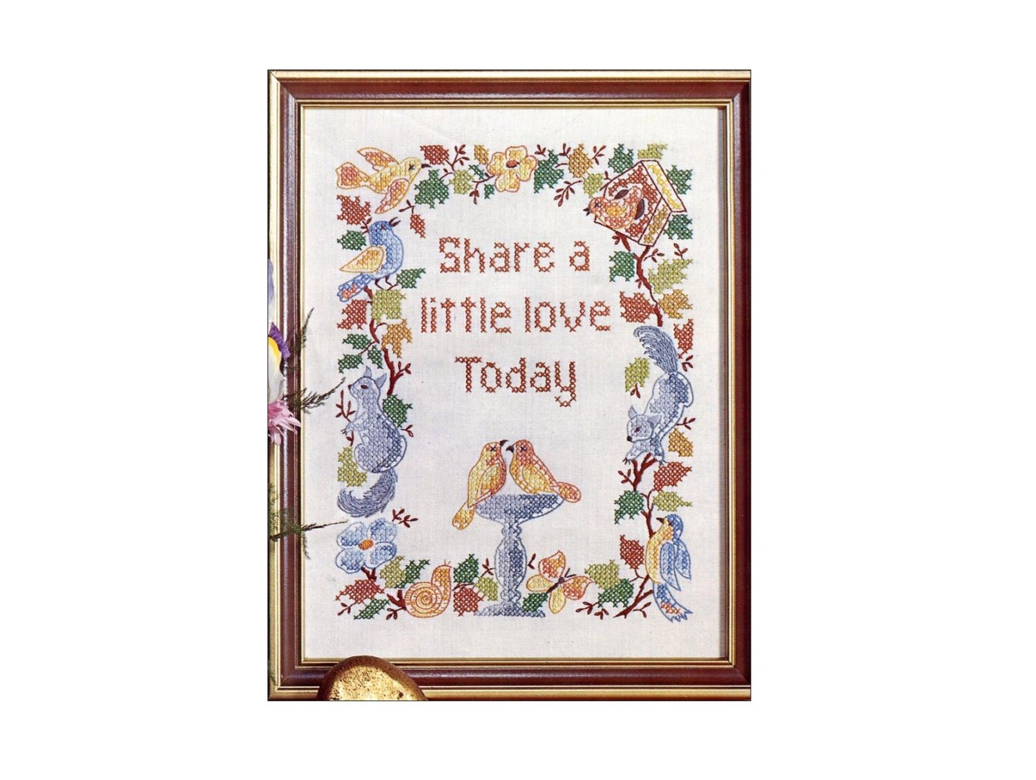 Vintage Cross Stitch Kit Stamped Linen to by allsfairyvintage