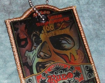 Luggage Tag from Recycled Rudo Anejo Tequila Label
