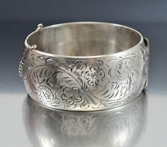 Vintage Wide Sterling Silver Bracelet Bangle Forstner Bracelet