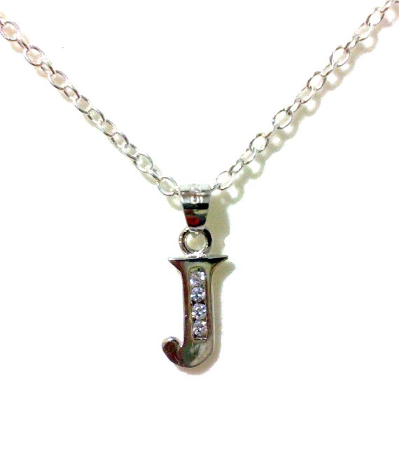 Alphabet Necklace Letter J Necklace Sterling Silver by YJDesign
