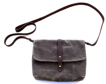 Small Waxed Canvas Purse with Cross Body Shoulder Strap