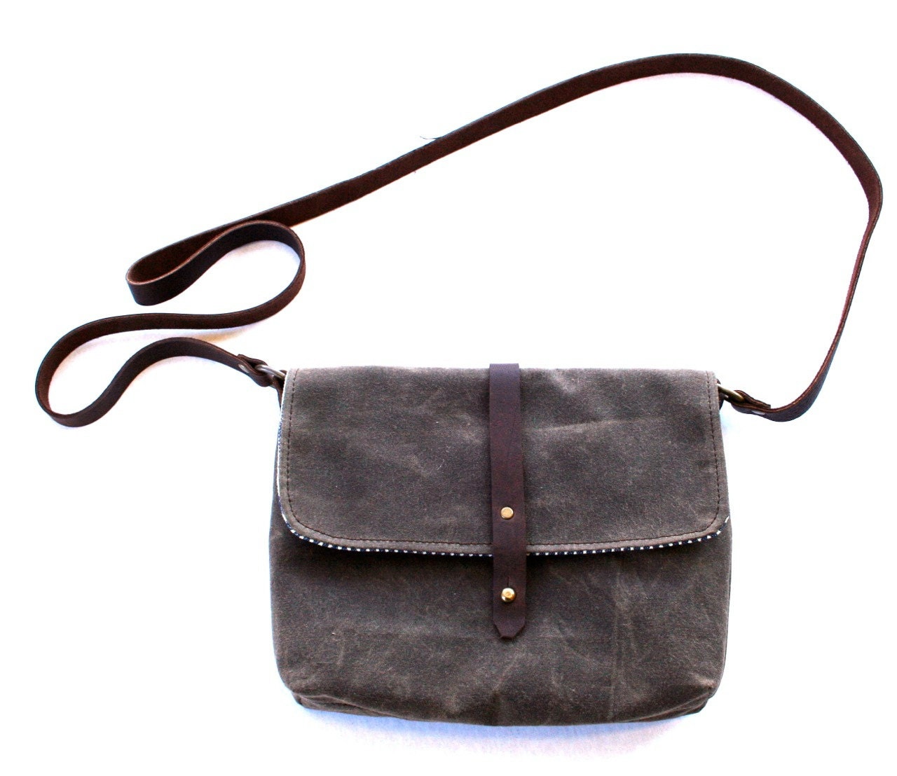 Small Waxed Canvas Purse with Cross Body Shoulder Strap