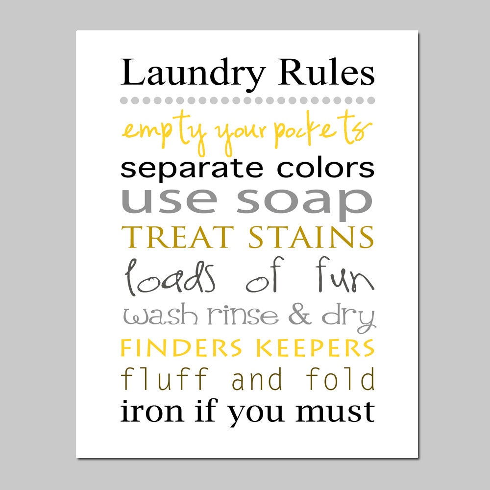 LAUNDRY RULES 8x10 Print Laundry Room Decor Wall Art