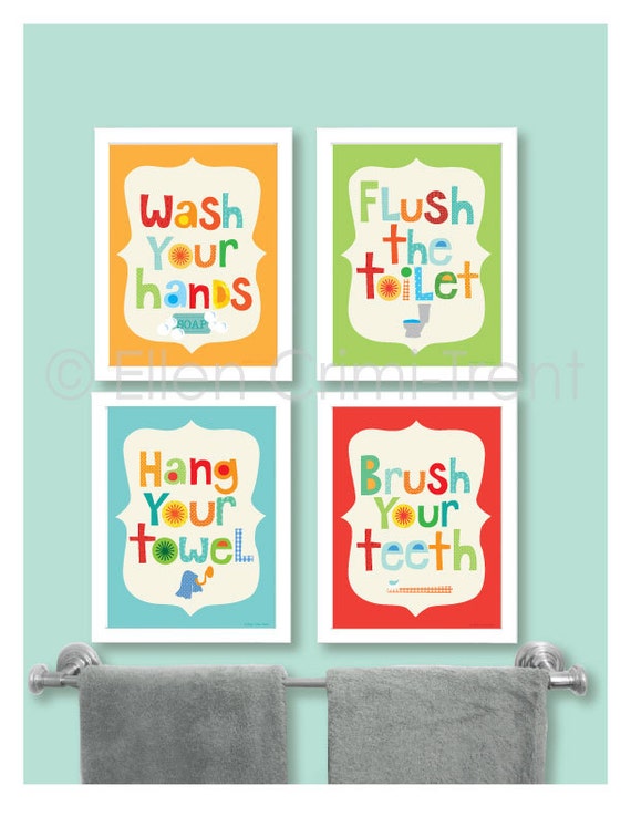 Kids Bathroom Decor Kids bathroom Wall art/bathroom manners/