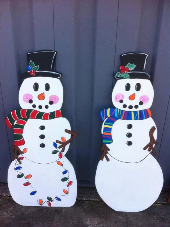 Christmas Snowmen Holiday Wooden Yard Art Personalized