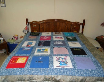 Custom Twin Size Tshirt Memory Quilt made with your own T shirts