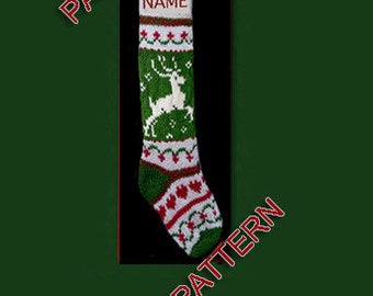 Hand knit Christmas stocking, pattern only