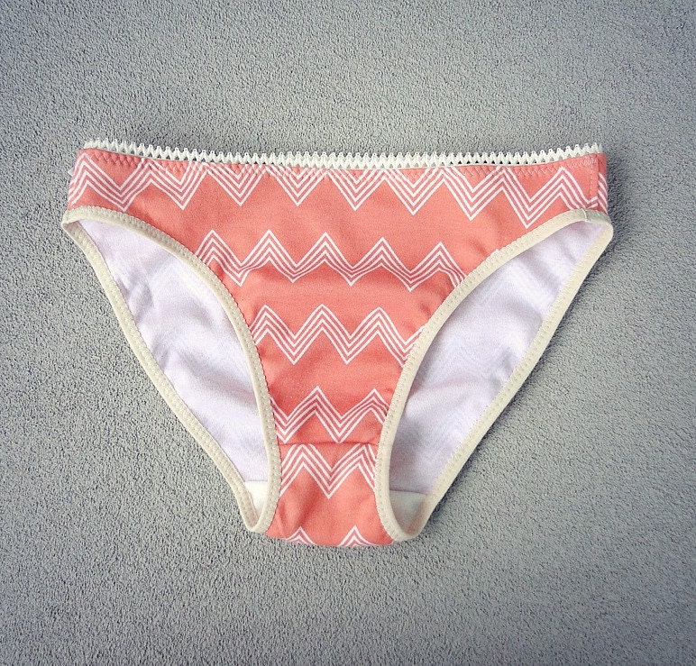 Peach chevron organic cotton bikini panties Etsy finds