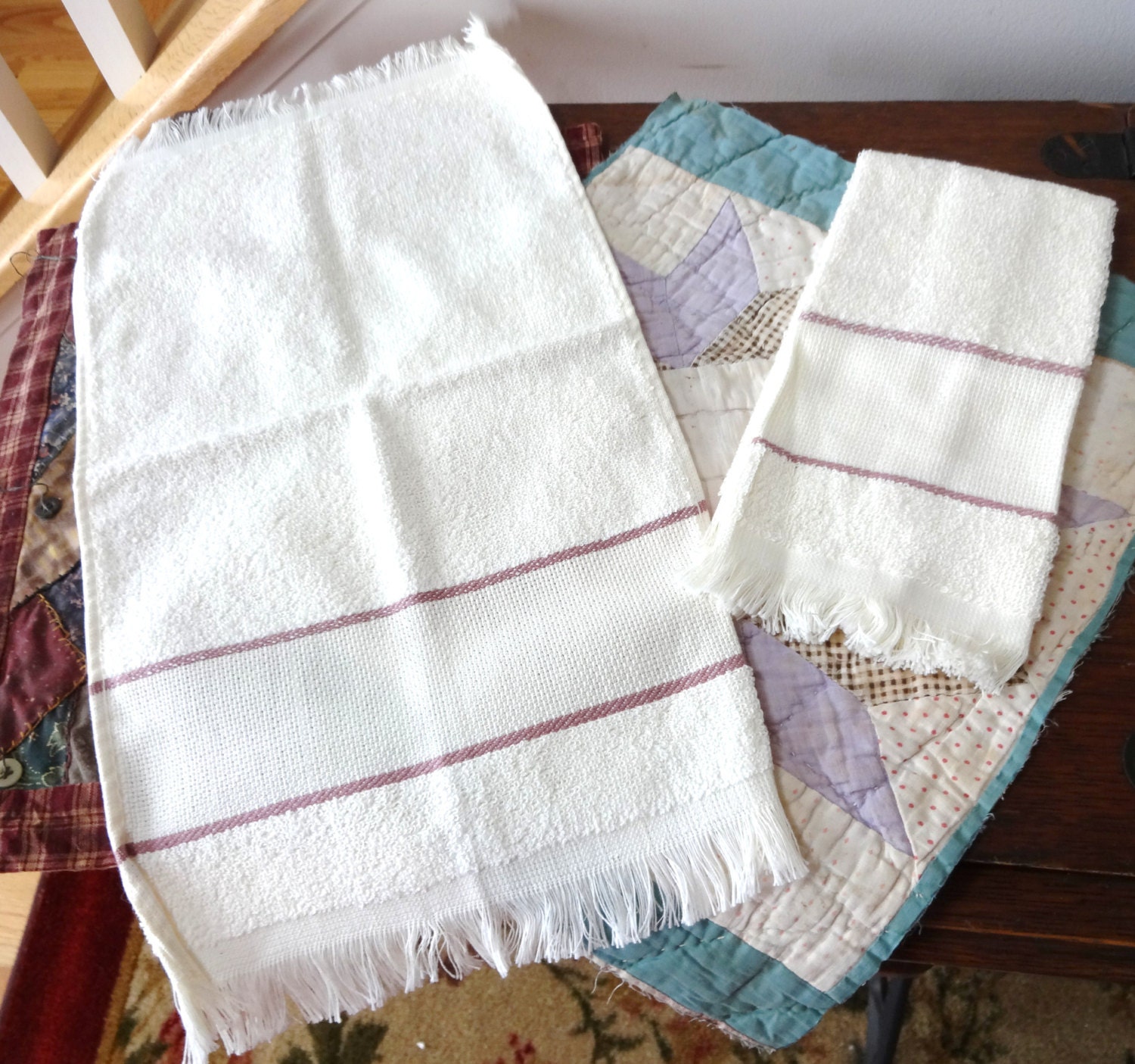 Ecru Cross Stitch FINGERTIP TOWELS