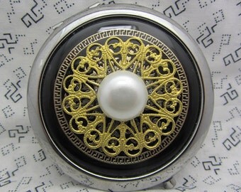 June Birthstone Compact Mirror Pearl Protective Pouch Included Gift for Birthday Gift for Her