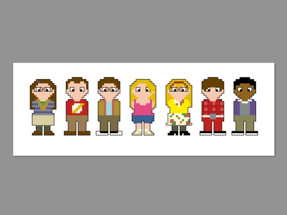 Big Bang Theory Pixel People Character Cross Stitch PDF PATTERN ONLY