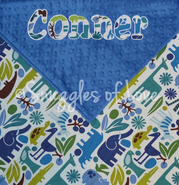 SALE Boys Baby Blanket Personalized with by SnugglesofLove