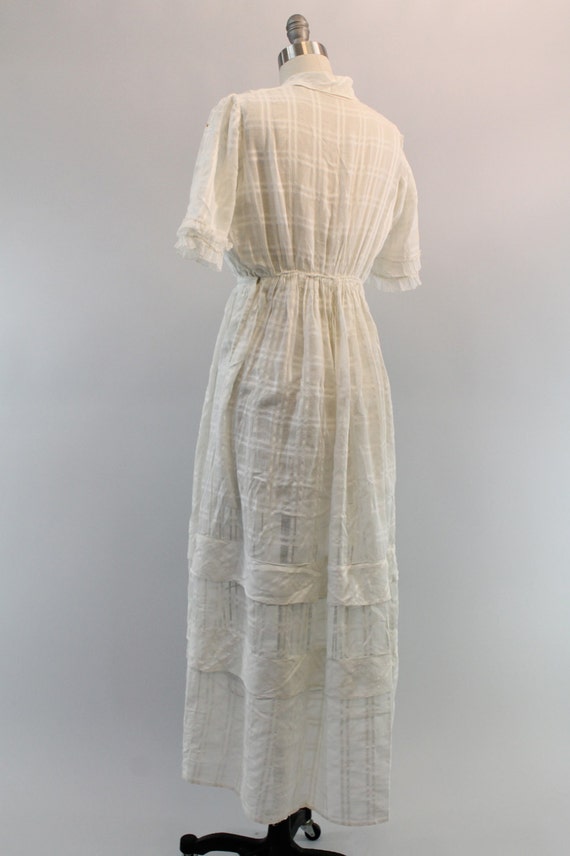 1910s Edwardian Dress XS / Antique Wedding Lawn Dress / In