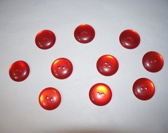 10 Red Buttons, Lot 2576 (Free US Shipping)
