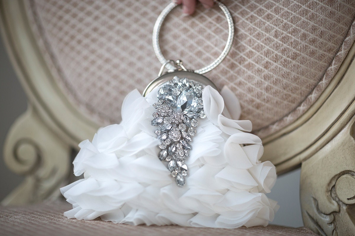 Bridal Purse Wedding Handbag Diamond White by PowderBlueBijoux