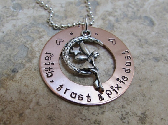 Faith Trust And Pixie Dust Hand Stamped Copper Washer