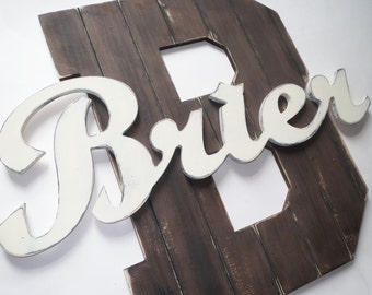Dark Chocolate Barnboard Monogram Initial Wooden Letters