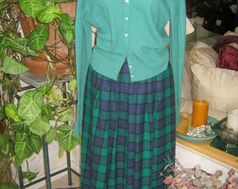 Apothecarius Wrap Tartan Skirt (Moss/Lavender)