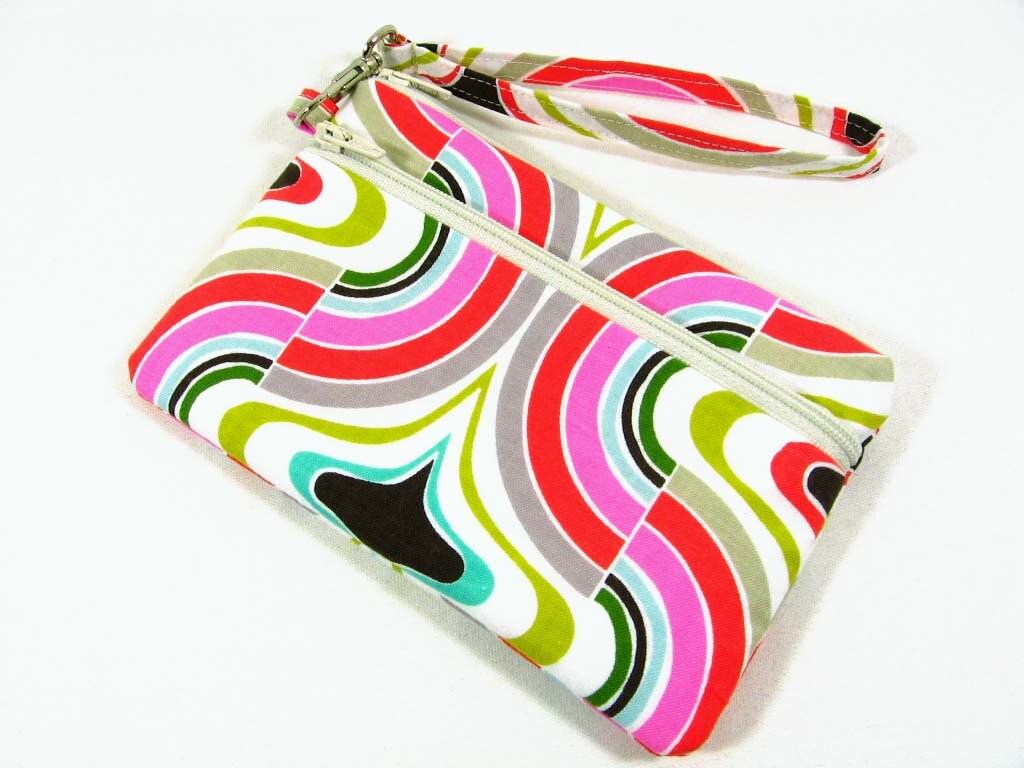 Swirl print large id wristlet id holder coin purse cell
