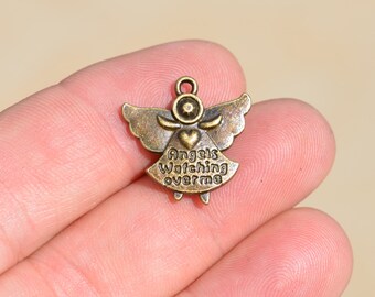 BULK 50 Antique Bronze Angels Watching Over Me Charms BC2810
