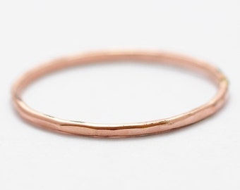 Rose Gold Ring: Hammered 14K Gold Filled Band, Boho Bands