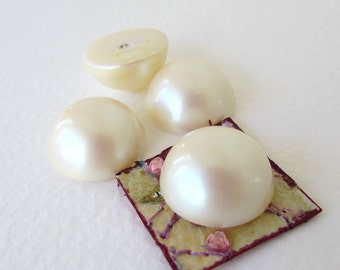 Vintage Cabochon Plastic Pearl Ivory Round Japan 18mm pcb0282 (6)