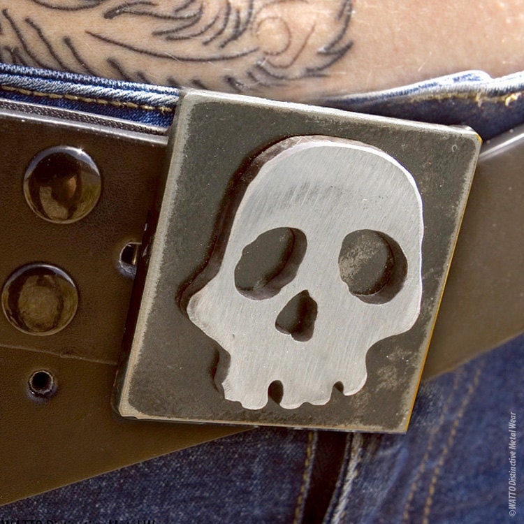 Skull Belt Buckle/ by WATTO Distinctive Metal Wear/ Rocker/
