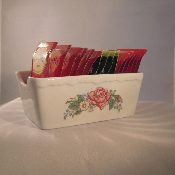 Tea Bag Caddy Floral Candy Dish Hallmark Quiet Moments