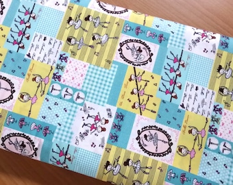 Ballerina fabric, Japanese fabric, Cotton fabric, Ballet fabric, Teal green printed fabric, Lolita fabric, Cosplay fabric, 1 yard FB085