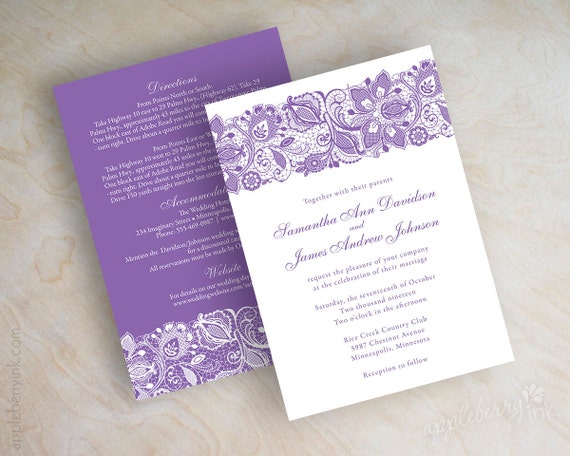 Purple Lace Wedding Invitations 9