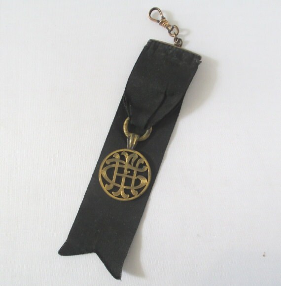 Victorian Pocket Watch Fob IHC Grosgrain Ribbon by vgvintage