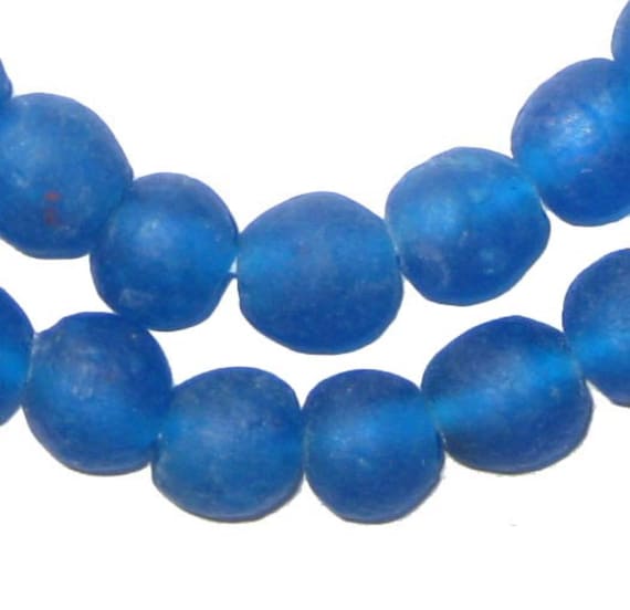 50 Recycled Glass Beads African Beads Azul Blue by thebeadchest