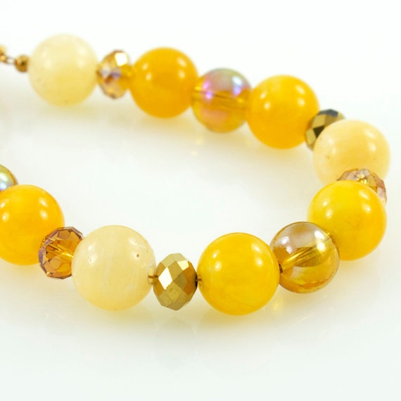 Items similar to Yellow Beaded Bracelet, Chunky Bracelet with Yellow ...