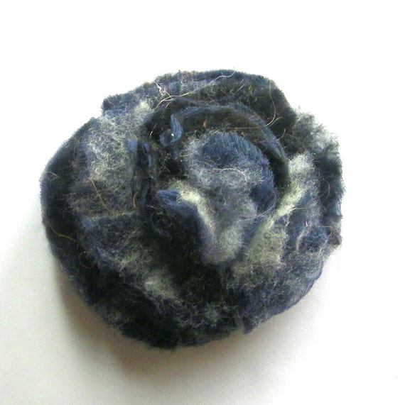 felting for silk nuno Felted by Brooch Hair Silk Flower Gray Pin Nuno silkshop Black