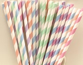 Pastel Paper Straws, Paper Drinking Straw, Retro, Baby, Soft, Easter, Girl, Party, Tea, Spring, Drinks, Princess, Baby Shower, Wedding, Chic Il_170x135
