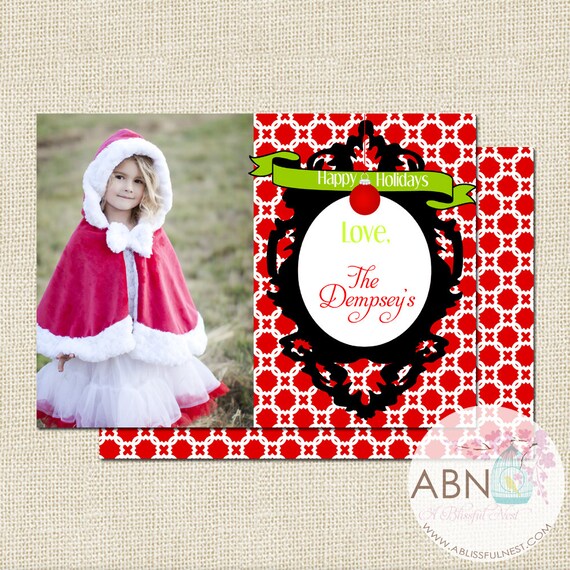 Christmas Holiday Photo Card - PRINTABLE - Fancy Mirror Collection - By A Blissful Nest Il_570xn