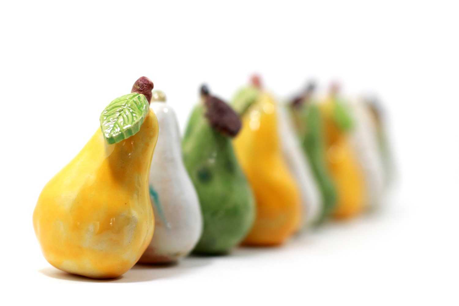 Ceramic pears Home decor Shabby chic Ceramic fruit Table