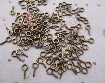 500 Pcs 9x4mm Bronze Plated Screw Eye Hook / EyeHook Pins / Eyepin Clasps