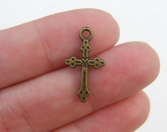 double sided cross  12 21mm x ) ( tone antique  bulk small  charms 11 Cross charms in BC117 bronze