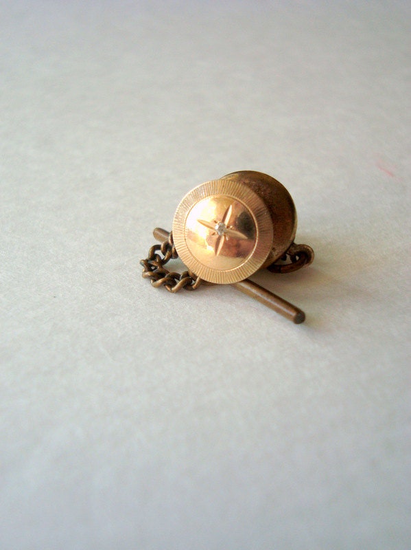14 Kt.Yellow Gold Tie Tack With Diamond Chip Mens Jewelry