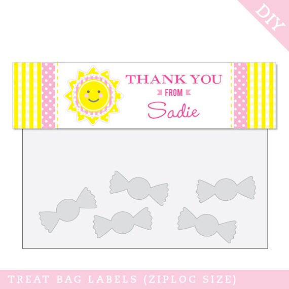 Items similar to Sunshine Party Personalized DIY printable treat bag