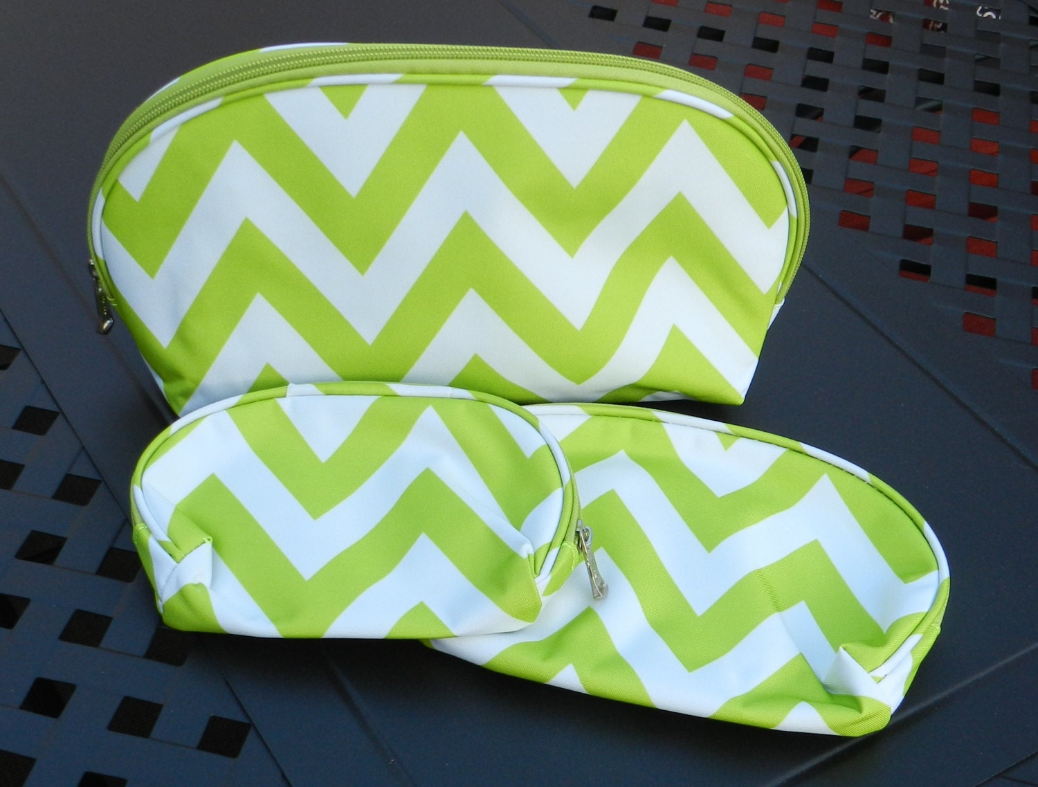 Personalized monogrammed cosmetic bag set by sewblessedstitches