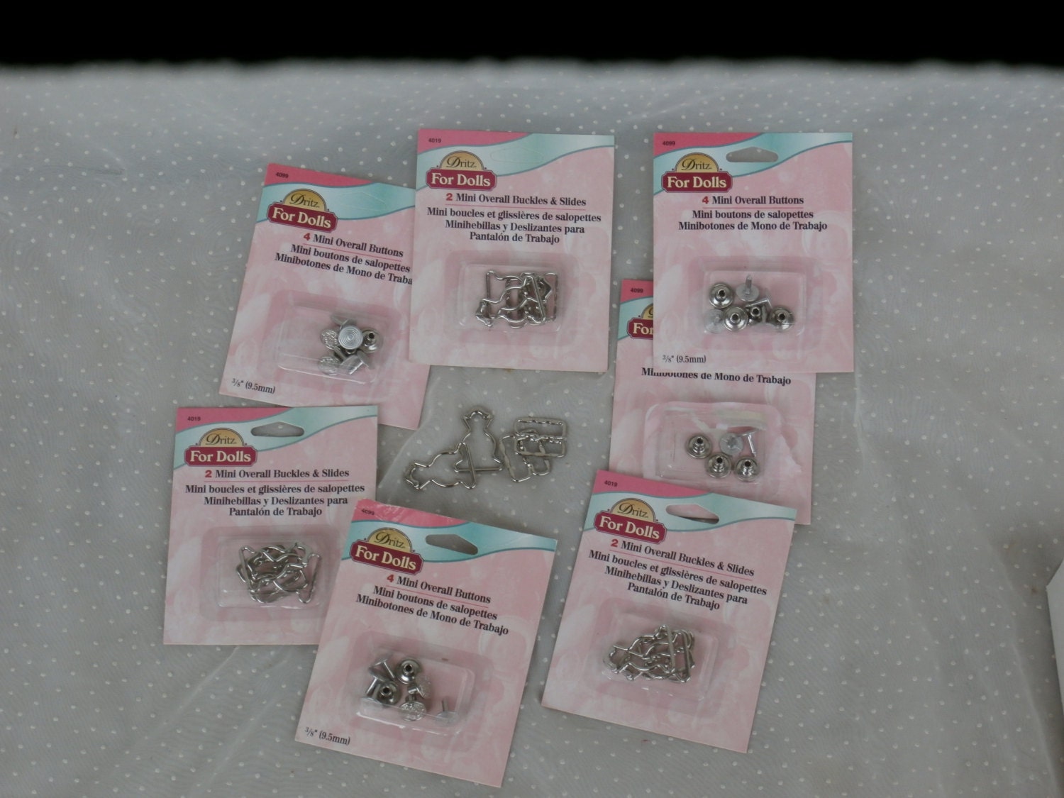 Lot Dritz Doll Overall Buckles Slides and Overall Buttons