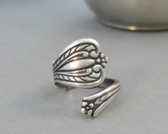 Antique Spoon,Ring,Silver,Spoon,Spoon Ring,Antique Ring,Silver Ring,Wrapped,Adjustable,Bridesmaid. Handmade jewelery by valleygirldesigns.
