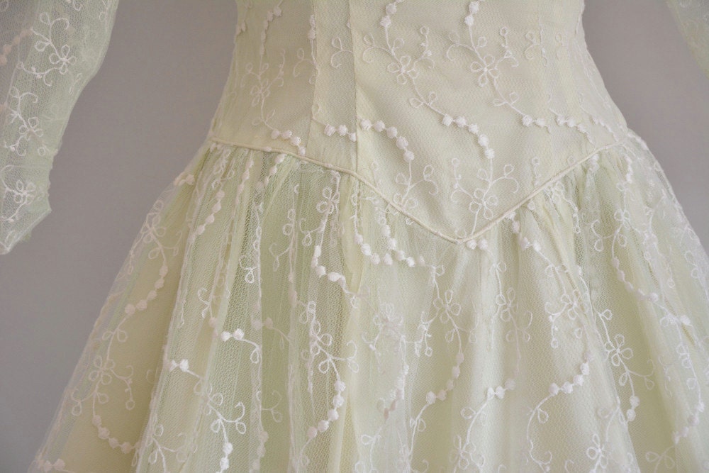 1950s celery green dress/50s Vogue prom dress/vintage 50s