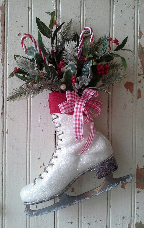 Decorated Ice Skate Christmas Decor Ice skate Wreath