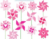 Valentine Pinwheels Cute Digital Clipart - Commercial Use OK- Valentine Clipart, Valentine Graphics, Pinwheels Il_170x135