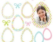 Easter Egg Frames Cute Digital Clipart - Commercial Use OK - Easter Egg Photo Frame - Easter Clipart, Easter Graphics Il_170x135