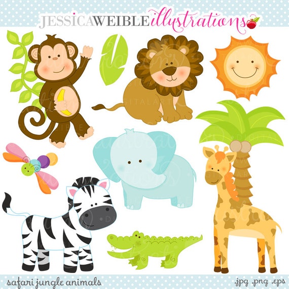 Safari Jungle Animals Cute Digital Clipart - Commercial Use OK ...