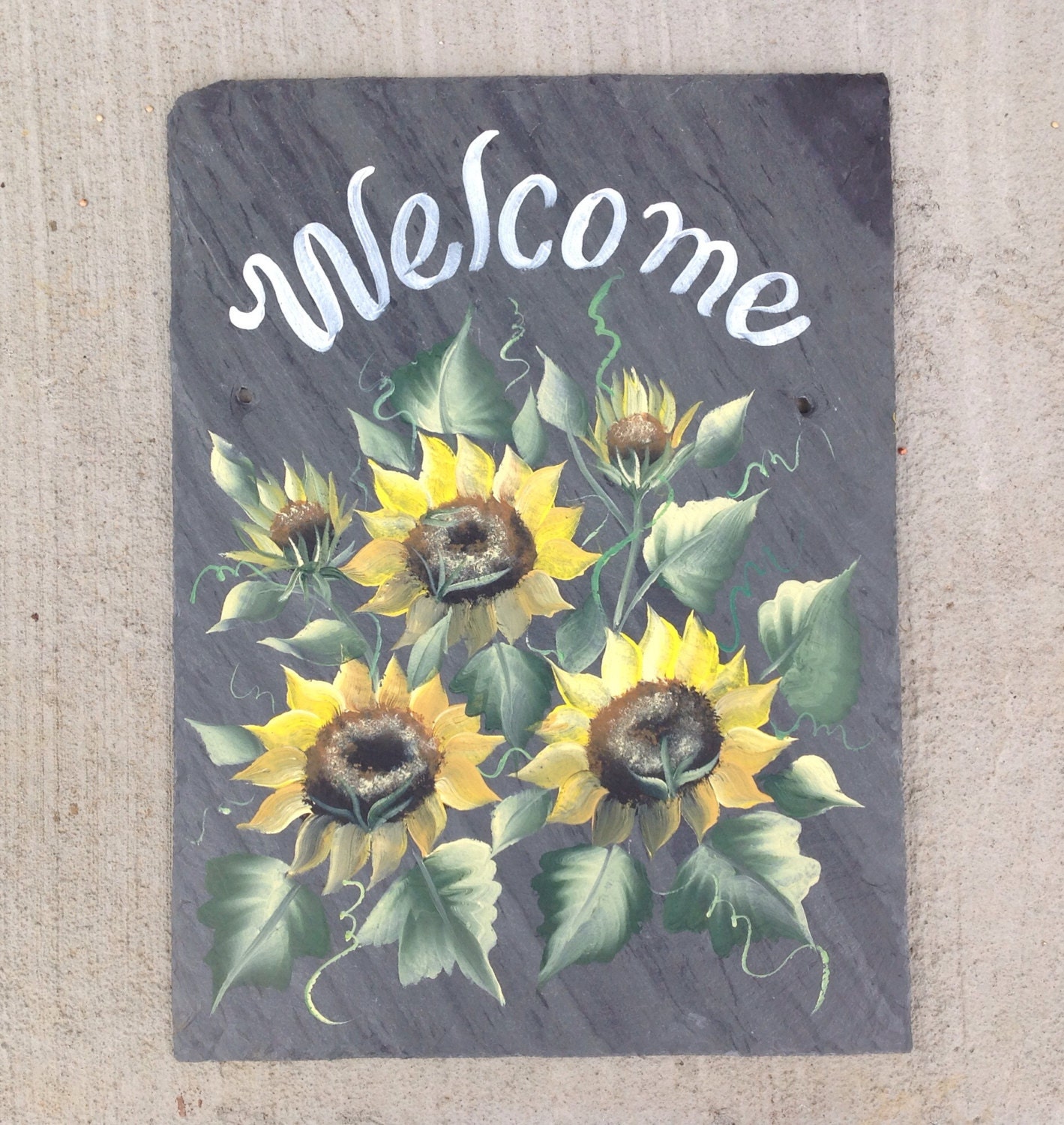 Personalized Hand Painted Slate Sign SUNFLOWERS